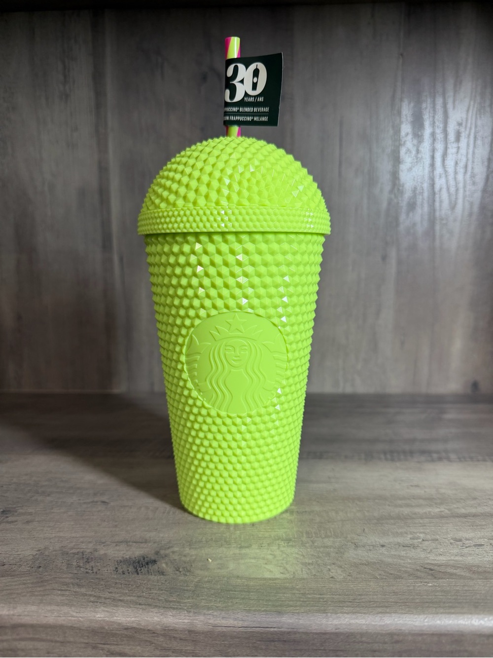 Starbucks Neon Green Studded Reusable Cup with Straw